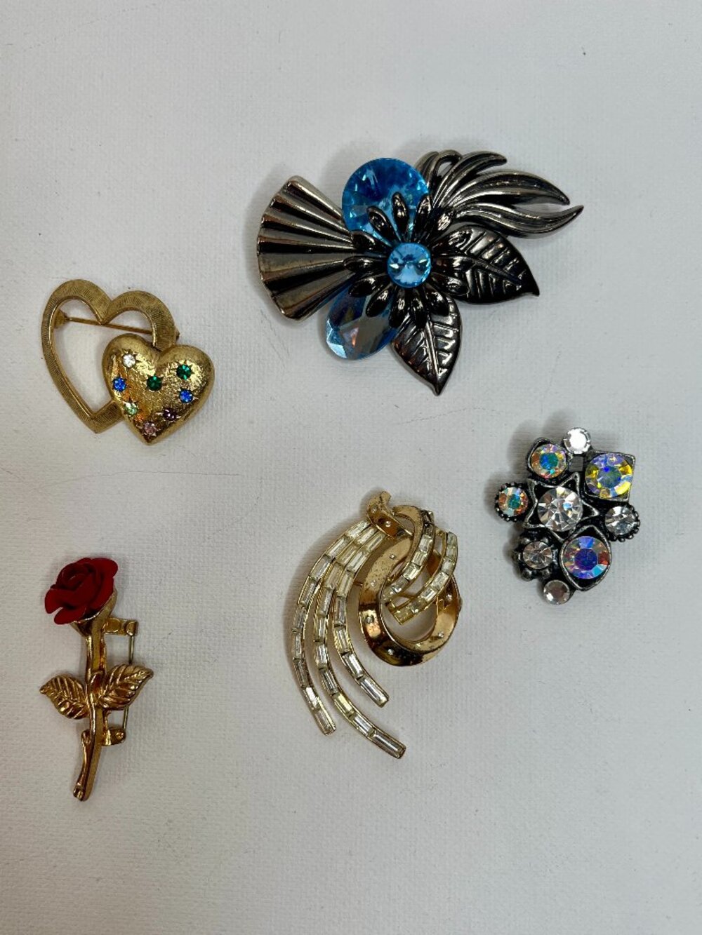 Vintage Silver and Gold Metal Brooches